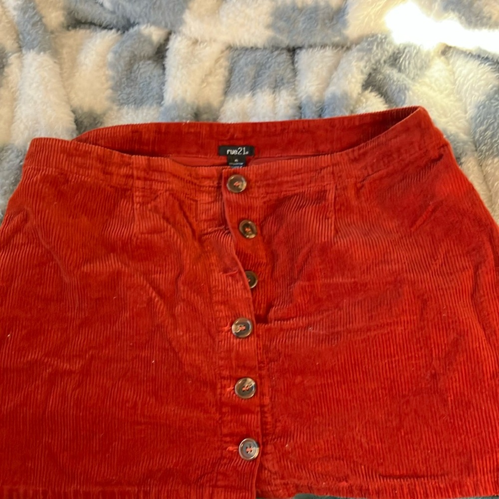 Rue21 Red Corduroy Mini Skirt